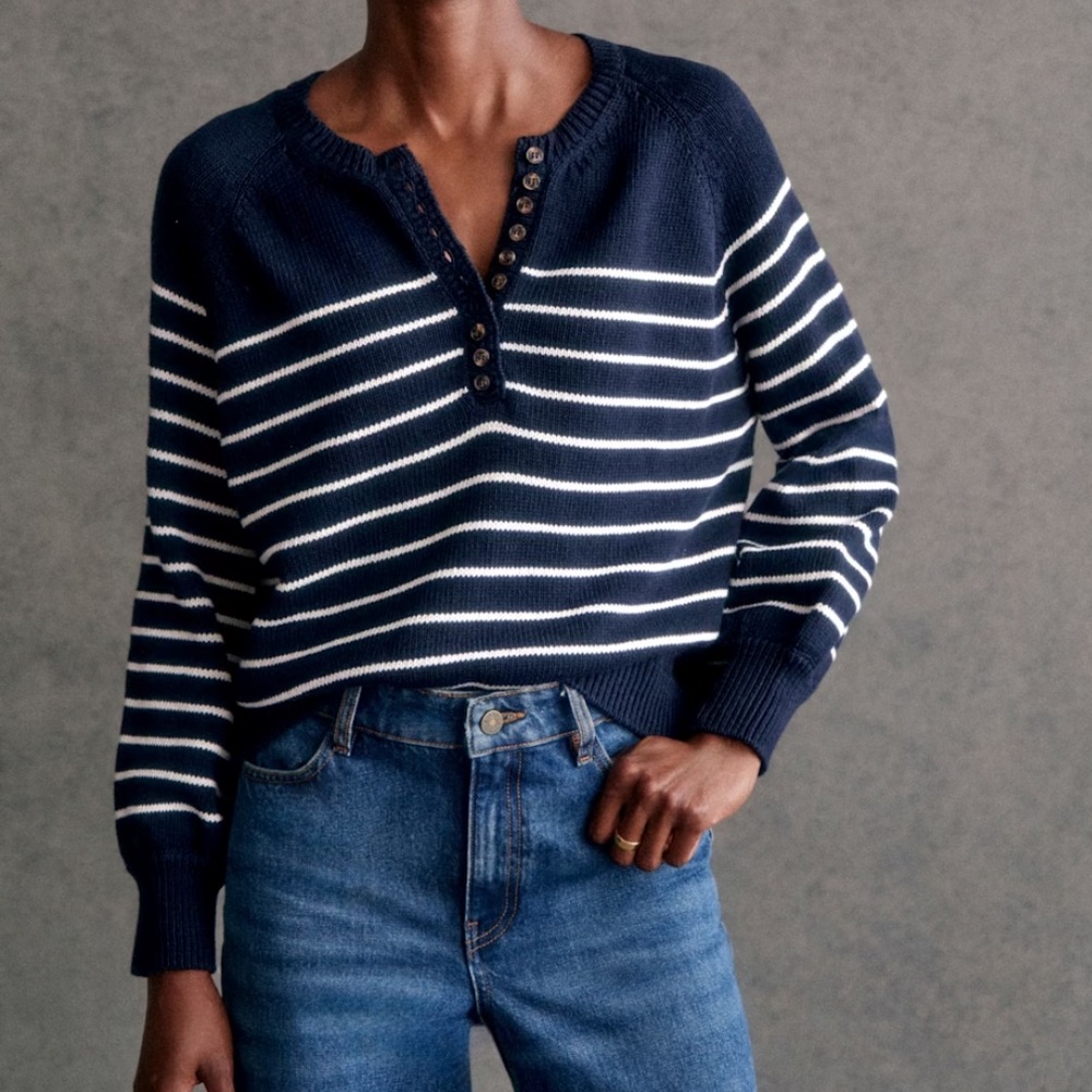 Sezane Léontine Jumper Navy / Ecru - Size XXS